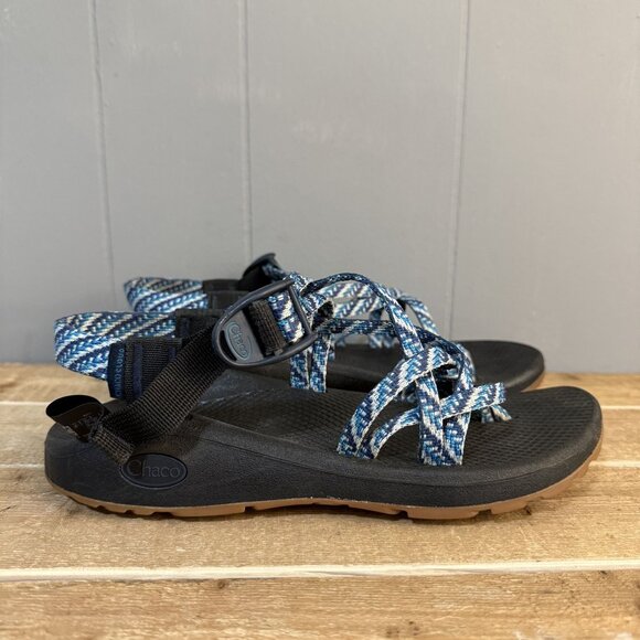 Chaco Womens Z/Cloud Sandals Adjustable Straps Black/Blue Pattern Size 8 - Picture 1 of 7